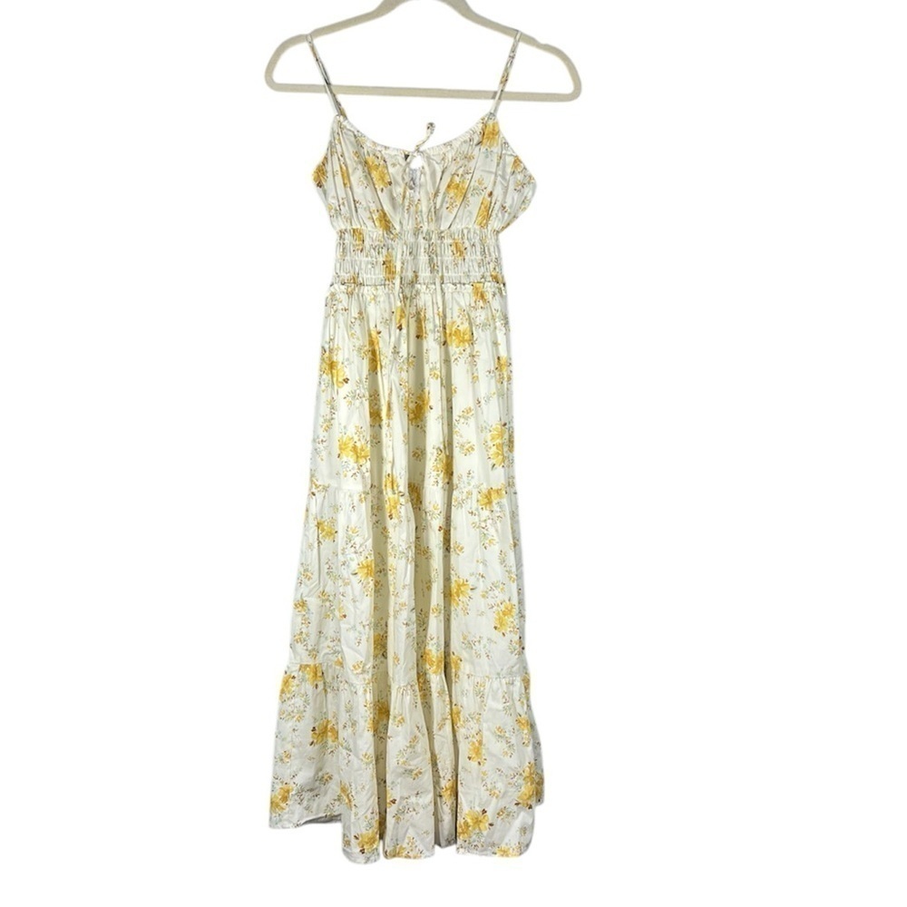 WAYF Wisteria Floral Prairie Smocked Midi Tiered Dress XS